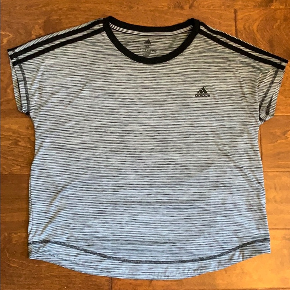 Adidas cap sleeve shirt (black, white and gray)